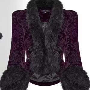 Punk Rave Velvet Fur trim Jacket Purple Small